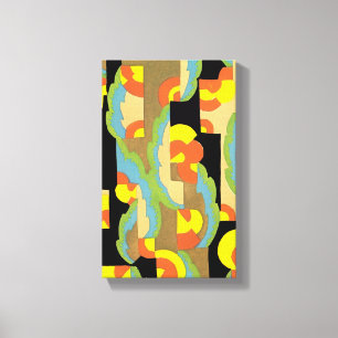 Impressão Em Tela Círculos de Jazz Art Déco Retro Nuvens Padrão Arco