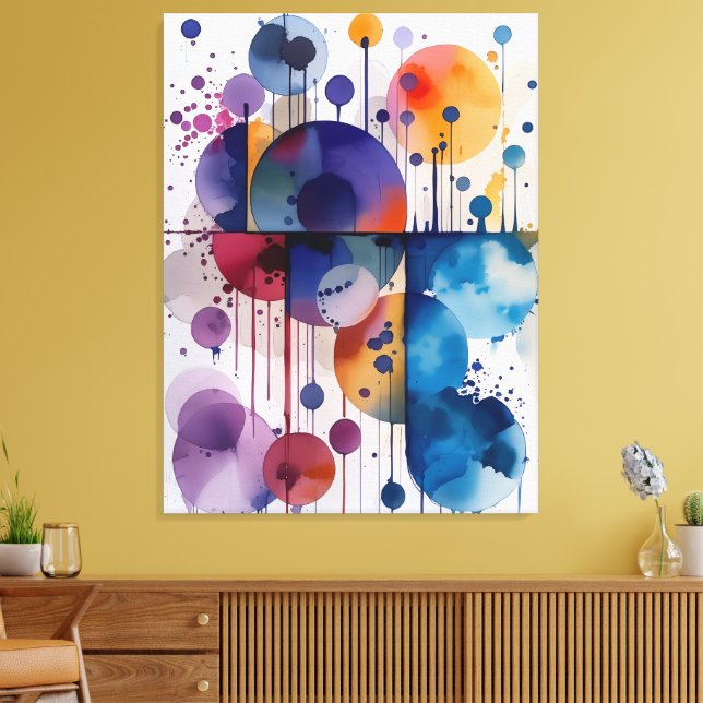 Impressão Em Tela Círculos Geométricos Abstratos Modernos (Insitu(Sala de estar))