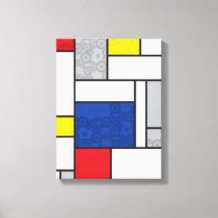 Impressão Em Tela Círculos Retro Mondrian Minimalista Arte Mod De St