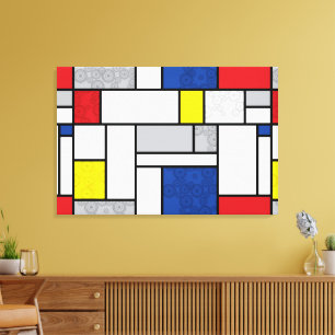 Impressão Em Tela Círculos Retro Mondrian Minimalista Arte Mod De St