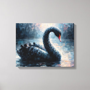 Impressão Em Tela Cisne Negro – Vida Selvagem Gótica Mal-humorada
