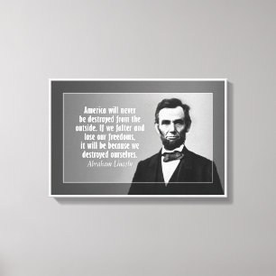 Impressão Em Tela Citação de Abraham Lincoln sobre a América