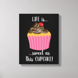 Impressão Em Tela Citação de vida do Cupcake rosa-claro