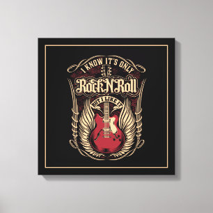 Impressão Em Tela Citação do Rock and Roll com o Violão