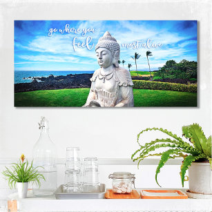 Impressão Em Tela Citação Inspirativa de Foto Costeira de Buda Havai