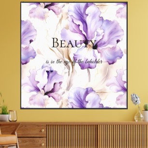 Impressão Em Tela Citação Romântica de Beleza Floral do Creme Roxo I