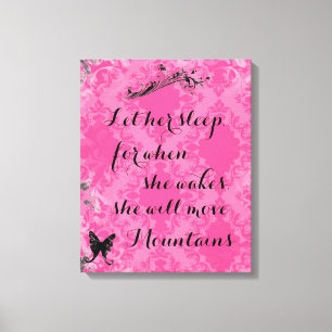 Impressão Em Tela Citações cor-de-rosa do bebê do vintage moverá