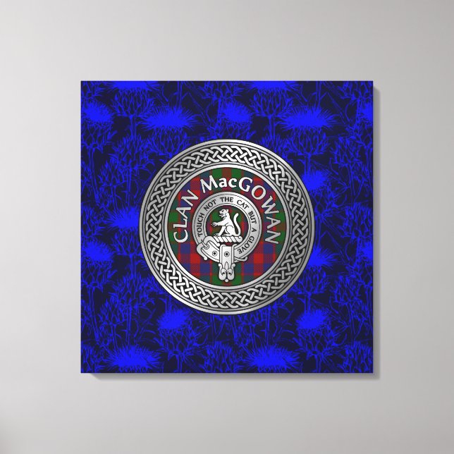 Impressão Em Tela Clan MacGowan Crest & Tartan Knot no Thistle (Frente)