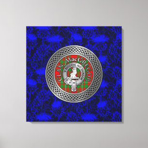 Impressão Em Tela Clan MacGregor Crest & Tartan Knot no Thistle
