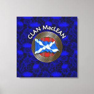 Impressão Em Tela Clan MacLean Crest & Tartan Knot no Thistle