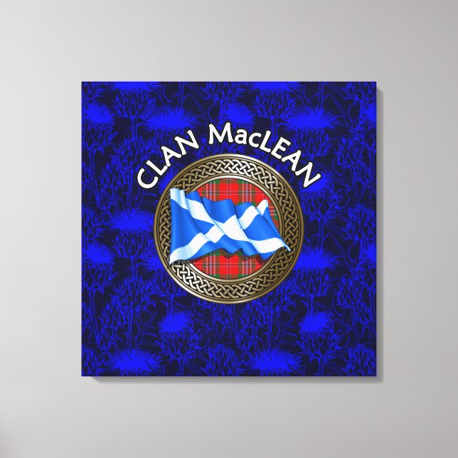 Impressão Em Tela Clan MacLean Crest & Tartan Knot no Thistle (Frente)