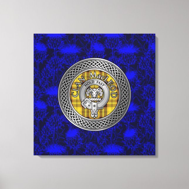 Impressão Em Tela Clan MacLeod Crest & Tartan Knot no Thistle (Frente)