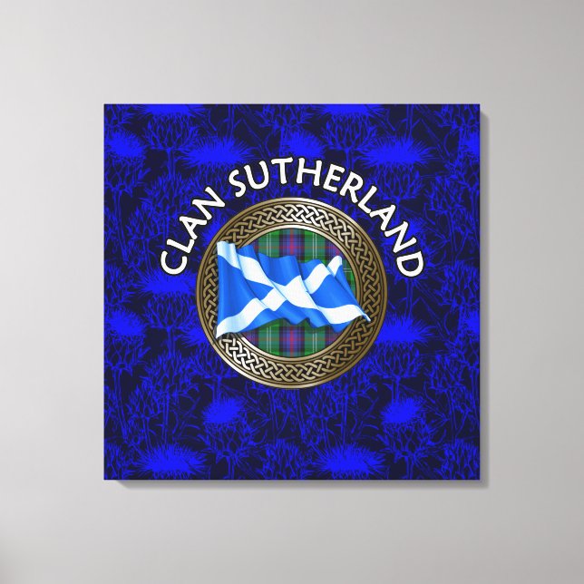 Impressão Em Tela Clan Sutherland Crest & Tartan Knot sobre o assunt (Frente)