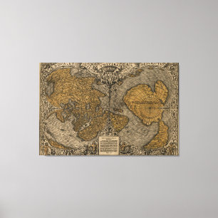 Impressão Em Tela Classic 1531 - Mapa mundial antigo de Oronce Fine