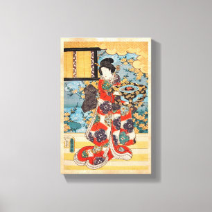 Impressão Em Tela Clássica geisha japonesa vintage ukiyo-e Utagawa