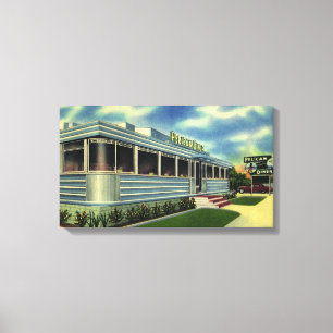 Impressão Em Tela Clássico Restaurante Retrô dos Anos 50 Pelican Din