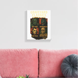 Impressão Em Tela Clássicos do Cemitério Cartaz de Terror de Monstro