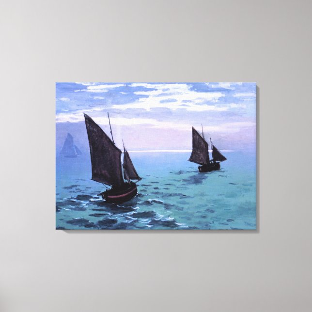 Impressão Em Tela Claude Monet: Barcos de Pesca a Caminho (Frente)