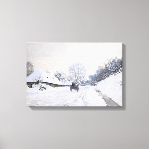 Impressão Em Tela Claude Monet - Carrinho na Estrada de Neve em Honf