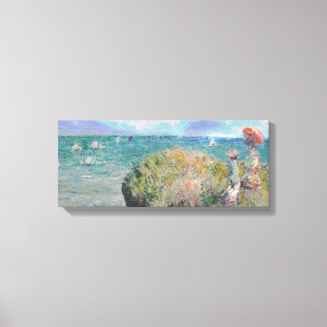 Impressão Em Tela Claude Monet: Cliff Caminha em Pourville (Frente)