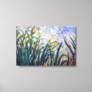 Impressão Em Tela Claude Monet - Íris Amarelas e Roxas