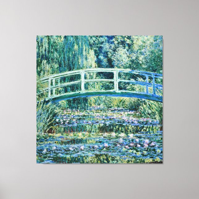 Impressão Em Tela Claude Monet - Lírios De Água E Ponte Japonesa (Frente)