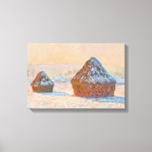 Impressão Em Tela Claude Monet - Medas de Trigo, Efeito de Neve, Man