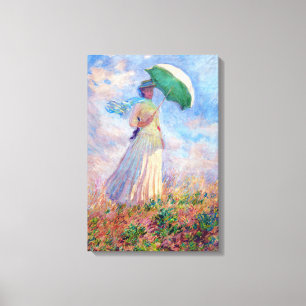 Impressão Em Tela Claude Monet - Mulher com Guarda-Chuva virada para