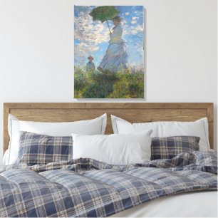 Impressão Em Tela Claude Monet Mulher com um Guarda-Sol Arte Refinad