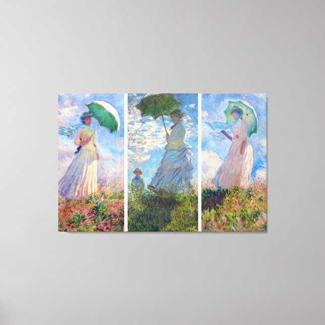 Impressão Em Tela Claude Monet - Mulher com uma série de Parasol (Frente)