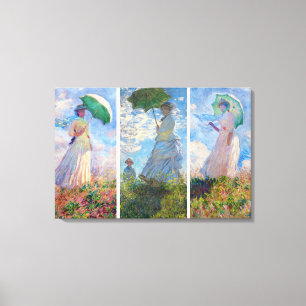 Impressão Em Tela Claude Monet - Mulher com uma série de Parasol