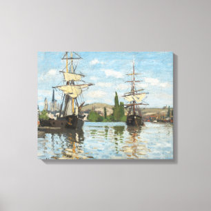 Impressão Em Tela Claude Monet Navios que navegam no Sena em Rouen