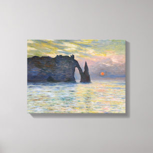 Impressão Em Tela Claude Monet - O Penhasco, Etretat, Pôr do Sol