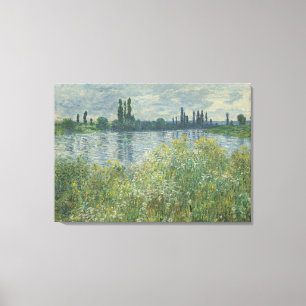 Impressão Em Tela Claude Monet Vintage Margens do Sena Vétheuil  