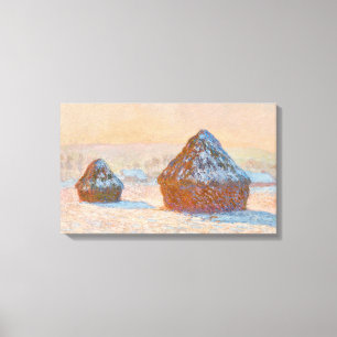 Impressão Em Tela Claude Monet - Wheatstacks, Efeito da Neve, Manhã
