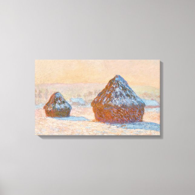 Impressão Em Tela Claude Monet - Wheatstacks, Efeito da Neve, Manhã (Frente)