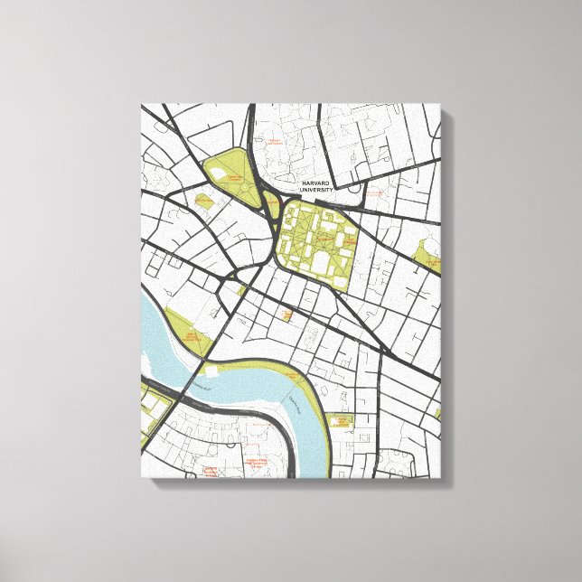 IMPRESSÃO EM TELA CLEAN HARVARD UNIVERSITY MASSACHUSETT MAPA DE DEST (Frente)