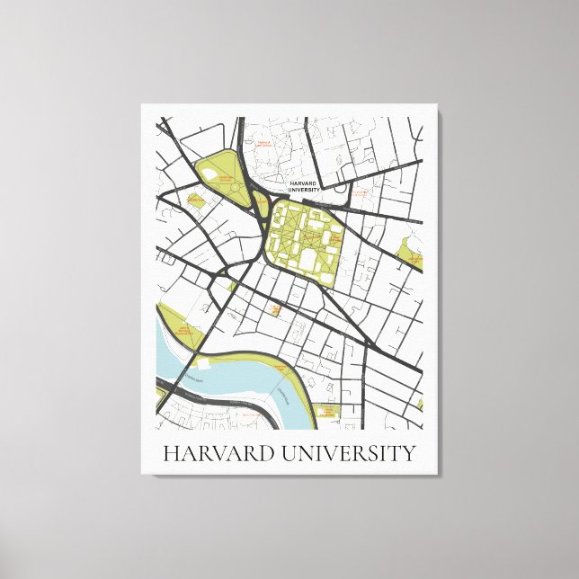 IMPRESSÃO EM TELA CLEAN HARVARD UNIVERSITY MASSACHUSETT MAPA DE DEST (Frente)