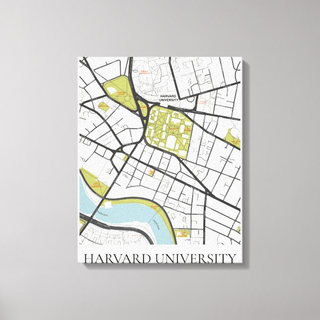 IMPRESSÃO EM TELA CLEAN HARVARD UNIVERSITY MASSACHUSETT MAPA DE DEST (Frente)