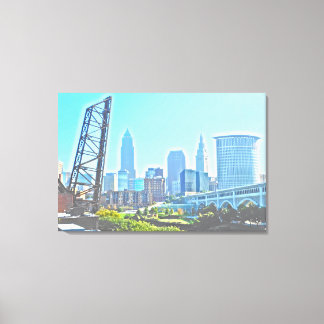 Impressão Em Tela Cleveland, Ohio BW Panels Morning Skyline
