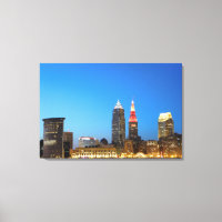 Cleveland Ohio Night Skyline (B/W)