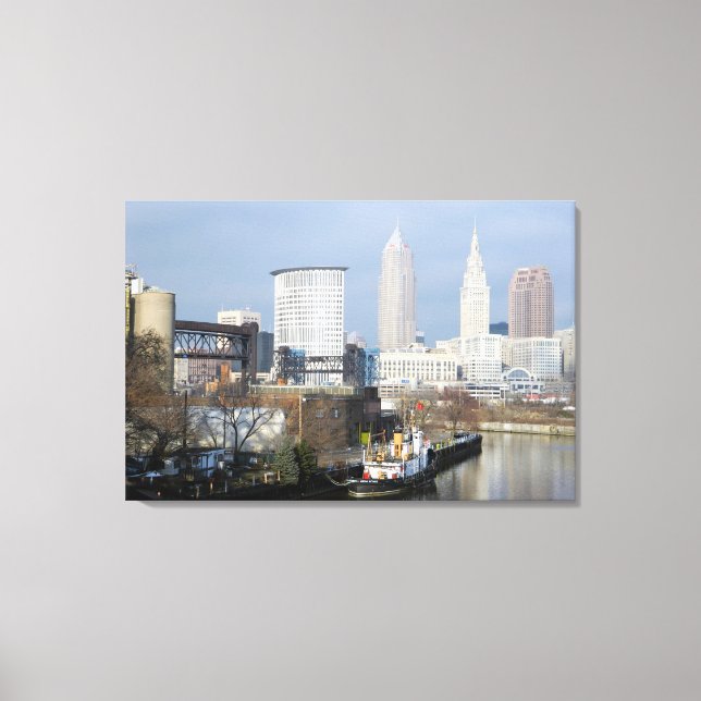 Impressão Em Tela Cleveland, Ohio (River View) (Frente)