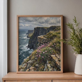 Impressão Em Tela Cliffs of Moher Sea Pinks Thrift Art