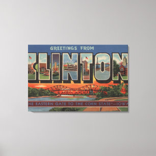 Impressão Em Tela Clinton, letra ScenesClinton de IowaLarge, IA
