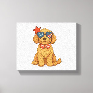 Impressão Em Tela Clipart Patriótico de Goldendoodle