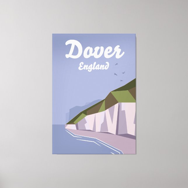 Impressão Em Tela Clipes brancos do poster de viagens de dover (Frente)