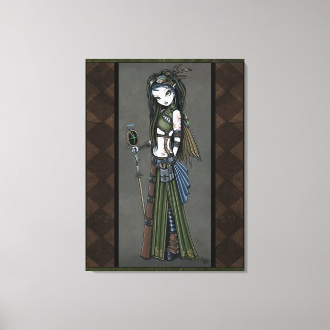 Impressão Em Tela "Cloud Burst" Steampunk Aviatrix Fairy Canvs Impre (Frente)