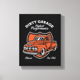 Impressão Em Tela Clube de Carros de Caminhões Clássicos Dirty Garag