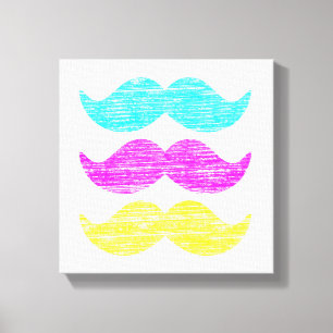 Impressão Em Tela CMY Mustaches (estilo letterpress)