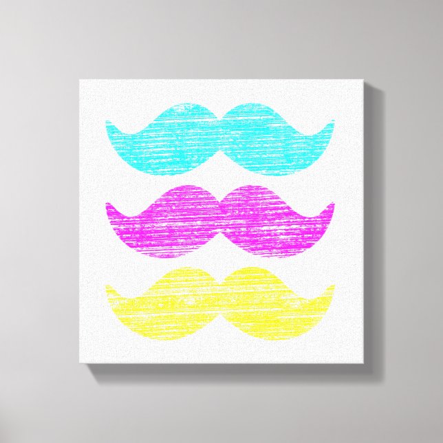 Impressão Em Tela CMY Mustaches (estilo letterpress) (Frente)